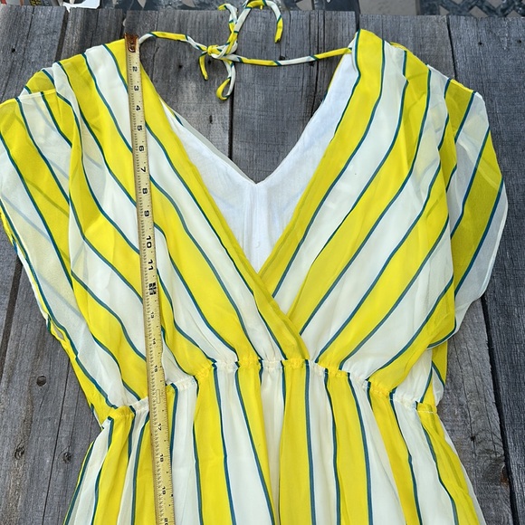 EUC Jealous Tomato Yellow, Cream and Navy Striped Dress - Picture 14 of 16